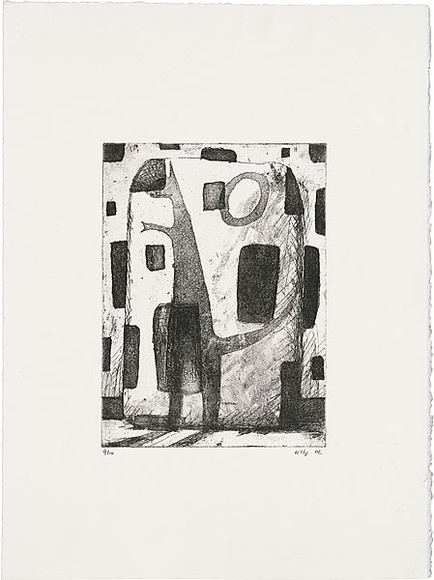 Artist: b'Kelly, John.' | Title: b'Shadowy figure' | Date: 2002 | Technique: b'etching and aquatint, printed in black ink, from one plate' | Copyright: b'\xc2\xa9 John Kelly. Licensed by VISCOPY, Australia.'