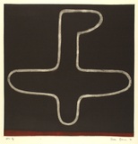 Artist: b'Bowen, Dean.' | Title: b'not titled [aeroplane with red strip]' | Date: 1991 | Technique: b'etching, printed in red and black ink, from two plates'