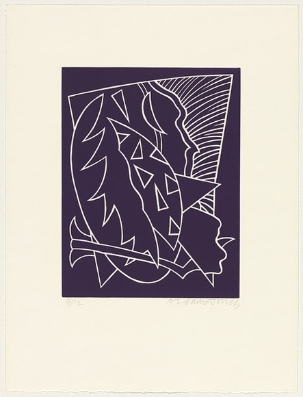 Artist: b'LEACH-JONES, Alun' | Title: b'Lupercalia #3' | Date: 1983 | Technique: b'linocut, printed in royal purple ink, from one block' | Copyright: b'Courtesy of the artist'