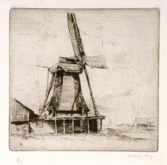 Artist: LONG, Sydney | Title: The little dutch mill | Date: 1919 | Technique: drypoint, printed warm black ink, from one copper plate | Copyright: Reproduced with the kind permission of the Ophthalmic Research Institute of Australia