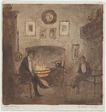 Artist: b'FULLWOOD, A.H.' | Title: b'A quiet corner.' | Date: 1914 | Technique: b'monotype, printed in colour, from one plate'