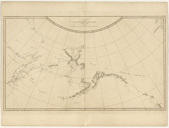 Title: b'Chart of the north west coast of America and the north east coast of Asia explored in the years 1778 and 1779' | Date: 1784 | Technique: b'engraving, printed in black ink, from one plate'