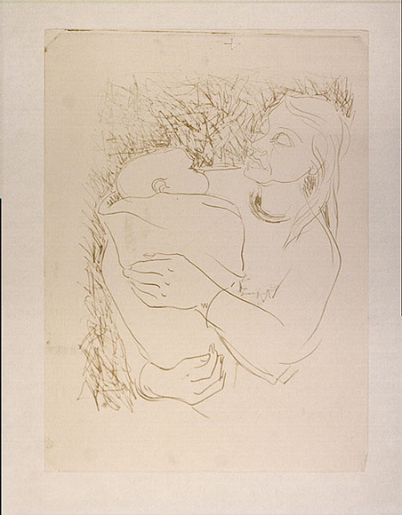 Artist: MACQUEEN, Mary | Title: Mother and child [recto] | Date: c.1961 | Technique: lithograph, printed in yellow ink, from one plate | Copyright: Courtesy Paulette Calhoun, for the estate of Mary Macqueen