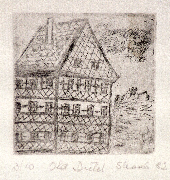 Artist: b'SHEARER, Mitzi' | Title: b'Old Dutch' | Date: 1982 | Technique: b'etching, printed in black ink, from one  plate'