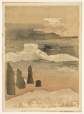 Artist: b'Cameron, Dorothy.' | Title: b'not titled [landscape]' | Date: 1975 | Technique: b'monoprint with collage'