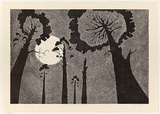 Title: b'Farewell old Florentine friends' | Date: 2009 | Technique: b'linocut, printed in black ink, from one block'