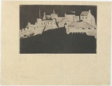Artist: TRAILL, Jessie | Title: Floodlit Edinburgh Castle. | Date: 1939 | Technique: etching and aquatint, printed in black ink, from one plate