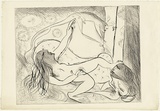 Artist: b'BOYD, Arthur' | Title: b'Danae on a couch with open window.' | Date: (1968-69) | Technique: b'drypoint, printed in black ink, from one plate' | Copyright: b'Reproduced with permission of Bundanon Trust'