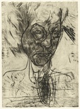 Artist: b'PARR, Mike' | Title: b'Untitled self-portraits 12.' | Date: 1990 | Technique: b'drypoint, printed in black ink, from one copper plate'