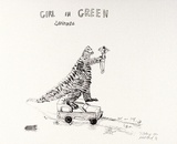 Artist: b'COLEING, Tony' | Title: b'Girl in green swimmers [on car].' | Date: 1984 | Technique: b'lithograph, printed in colour, from two stones [or plates]'