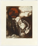 Artist: b'Shorter, Barry.' | Title: b'The wind under the door' | Date: 1990 | Technique: b'etching, printed in colour, from multiple plates'