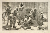 Artist: b'Hawkins, Weaver.' | Title: b'(Road wokers; men at work with picks and sledge-hammers)' | Date: 1920 | Technique: b'drypoint, printed in black ink, from one plate' | Copyright: b'The Estate of H.F Weaver Hawkins'