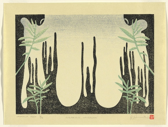 Artist: b'Harris, Brent.' | Title: b'Lugubrious Landscape' | Date: 1999, October-November | Technique: b'woodblock, printed in colour, from multiple blocks'