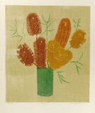 Artist: b'Buckley, Sue.' | Title: b'Banksia.' | Date: 1979 | Technique: b'woodcut, printed in colour, from multiple blocks' | Copyright: b'This work appears on screen courtesy of Sue Buckley and her sister Jean Hanrahan'