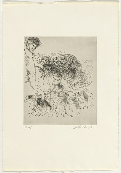 Artist: b'BOYD, Arthur' | Title: b'The old woman of the sea.' | Date: 1970 | Technique: b'etching, printed in black ink, from one plate' | Copyright: b'Reproduced with permission of Bundanon Trust'