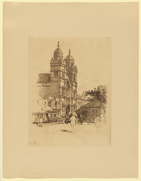 Artist: b'Thorpe, Hall.' | Title: b'The Synagogue' | Date: 1897 | Technique: b'etching, printed in brown ink, from one plate'