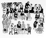 Artist: Allen, Joyce. | Title: Women's meeting. | Date: 1989 | Technique: linocut, printed in black ink, from one block