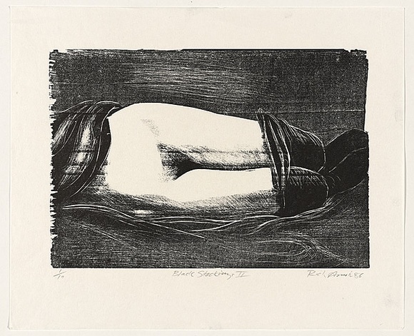 Artist: b'AMOR, Rick' | Title: b'Black stockings II.' | Date: 1986 | Technique: b'woodcut, printed in black ink, from one block'