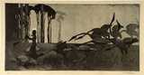 Artist: LONG, Sydney | Title: The Spirit of the plains | Date: 1919 | Technique: aquatint and drypoint, printed in blue ink with plate-tone, from one copper plate | Copyright: Reproduced with the kind permission of the Ophthalmic Research Institute of Australia