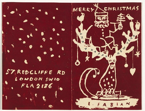 Title: Christmas card. | Date: 1950s | Technique: screenprint, printed in colour, from one stencil | Copyright: © Erwin Fabian