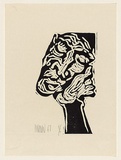 Title: b'not titled [head resting on hand]' | Date: 1967 | Technique: b'linocut, printed in black ink, from one block'