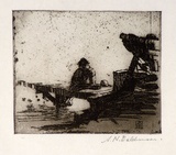 Artist: b'Baldwinson, Arthur.' | Title: b'Miss B Mann.' | Date: 1928 | Technique: b'etching and aquatint, printed in dark brown ink with plate-tone, from one zinc plate'
