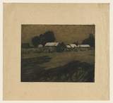 Title: b'Moonlight at the farm' | Date: 1912 | Technique: b'etching, printed in black ink, from one plate, brown plate tone'