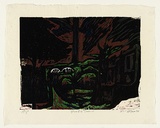 Artist: AMOR, Rick | Title: Street and town. | Date: 1988 | Technique: woodcut, printed in colour, from four blocks