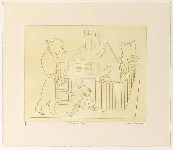 Artist: b'Blackman, Charles.' | Title: b'Running home..' | Date: (1977) | Technique: b'drypoint, printed in colour'