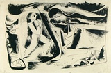 Artist: b'French, Len.' | Title: b'(Fisher of men).' | Date: (1955) | Technique: b'lithograph, printed in black ink, from one plate' | Copyright: b'\xc2\xa9 Leonard French. Licensed by VISCOPY, Australia'