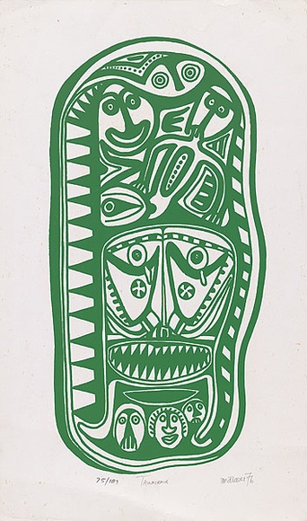 Artist: b'Lasisi, David.' | Title: b'Taumirmir' | Date: 1976 | Technique: b'screenprint, printed in green ink, from one stencil'