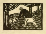 Artist: b'Black, Dorrit.' | Title: b'The mower.' | Date: c.1932 | Technique: b'linocut, printed in black ink, from one block'