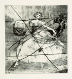 Artist: FEINT, Adrian | Title: (Woman in full dress) [Plate two]. | Date: c.1922 | Technique: etching, printed in black ink, from one plate | Copyright: Courtesy the Estate of Adrian Feint