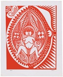 Artist: Lasisi, David. | Title: The confused one | Date: 1976 | Technique: screenprint, printed in red ink, from one stencil