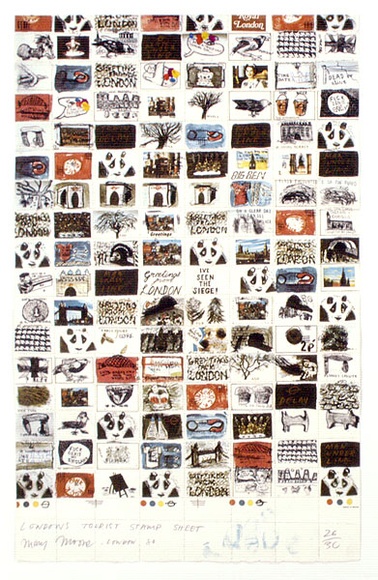 Artist: b'Moore, Mary.' | Title: b'London tourist stamp sheet' | Date: 1980 | Technique: b'photo-lithograph, etching and engraving printed in colour, from seven plates' | Copyright: b'\xc2\xa9 Mary Moore'