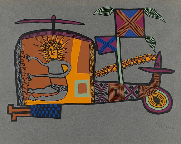 Artist: b'Kauage, Mathias.' | Title: b'Helicopter' | Date: 1974 | Technique: b'screenprint, printed in colour, from six stencils'