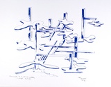 Artist: b'COLEING, Tony' | Title: bDrawing for 'to do with blue' sculpture. | Date: 1975 | Technique: b'screenprint, printed in blue ink, from one stencil'