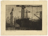 Artist: TRAILL, Jessie | Title: Hammer and tongs, Clyde | Date: 1938 | Technique: etching and aquatint, printed in black ink with plate-tone, from one plate