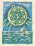 Artist: French, Len. | Title: Moon turtle. | Date: 1978 | Technique: lithograph, printed in colour, from four plates | Copyright: © Leonard French. Licensed by VISCOPY, Australia