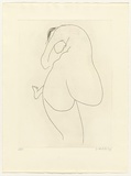 Artist: Whiteley, Brett. | Title: Back view | Date: 1976 | Technique: etching, printed in black ink, from one plate | Copyright: This work appears on the screen courtesy of the estate of Brett Whiteley