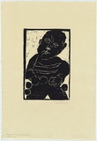Artist: WALKER, Murray | Title: Benjamin and his counting beads. | Date: 1966 | Technique: woodcut, printed in black ink, from one block