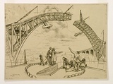 Artist: b'Huntley, Isabel.' | Title: b'The Bridge' | Date: 1930, July | Technique: b'etching, printed in warm black ink, from one plate' | Copyright: b'\xc2\xa9 Estate of Isabel Huntley, Douglas Huntley'