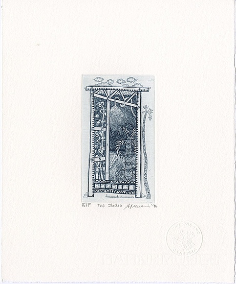 Artist: Franklin, Annie. | Title: The Studio. | Date: 1996 | Technique: etching, printed in blue ink, from one zinc plate