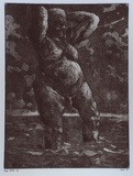 Artist: b'Gray, Rodney.' | Title: b'not titled [large figure in water]' | Date: 1997, October | Technique: b'etching, printed in black ink, from one plate'