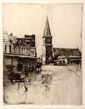 Artist: b'LONG, Sydney' | Title: b'Christ Church, Old Sydney' | Date: (1926) | Technique: b'line-etching and drypoint, printed in warm black ink, from one copper plate' | Copyright: b'Reproduced with the kind permission of the Ophthalmic Research Institute of Australia'