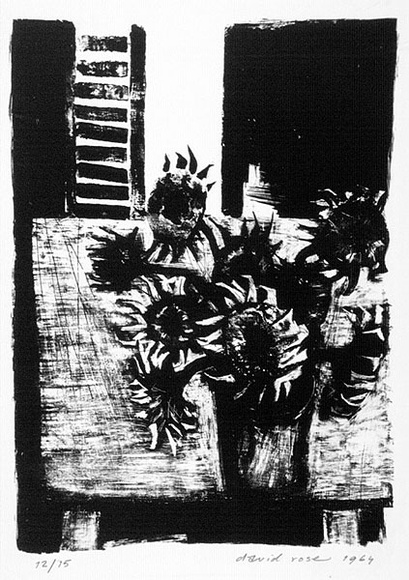 Artist: b'Rose, David.' | Title: b'Sunflowers in vase' | Date: 1964 | Technique: b'lithograph, printed in black ink, from one stone'