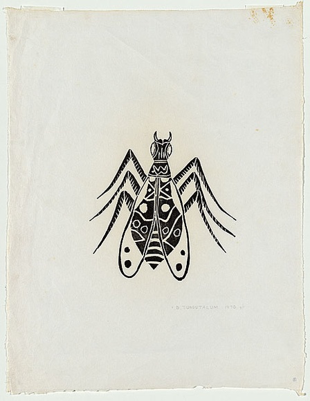 Artist: b'TUNGUTALUM, Bede' | Title: b'(Insect)' | Date: 1970 | Technique: b'woodcut, printed in black ink, from one block' | Copyright: b'\xc2\xa9 Bede Tungutalum, Licensed by VISCOPY, Australia'