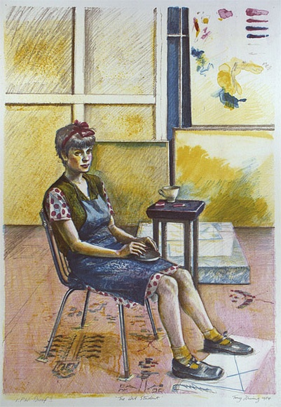 Artist: b'IRVING, Tony' | Title: b'The art student' | Date: 1984 | Technique: b'lithograph, printed in colour, from multiple stones'