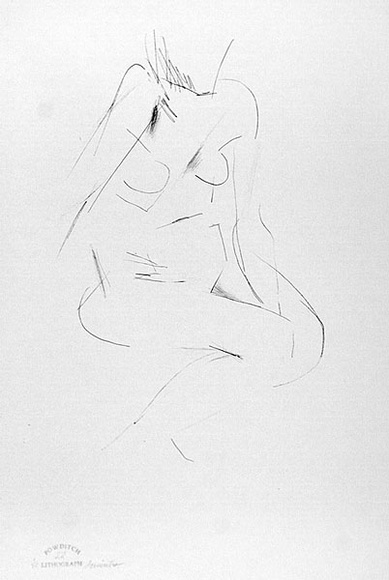 Artist: b'Powditch, Peter.' | Title: b'not titled [seated female nude]' | Date: c.1972 | Technique: b'lithograph, printed in black ink, from one plate'