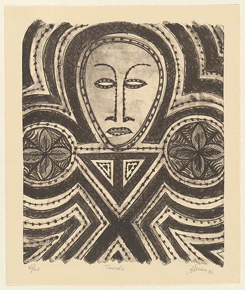 Artist: bFeu'u, Fatu | Title: b'Tausala.' | Date: 1990 | Technique: b'lithograph, printed in black ink, from one stone' | Copyright: b\xc2\xa9 Fatu Feu'u